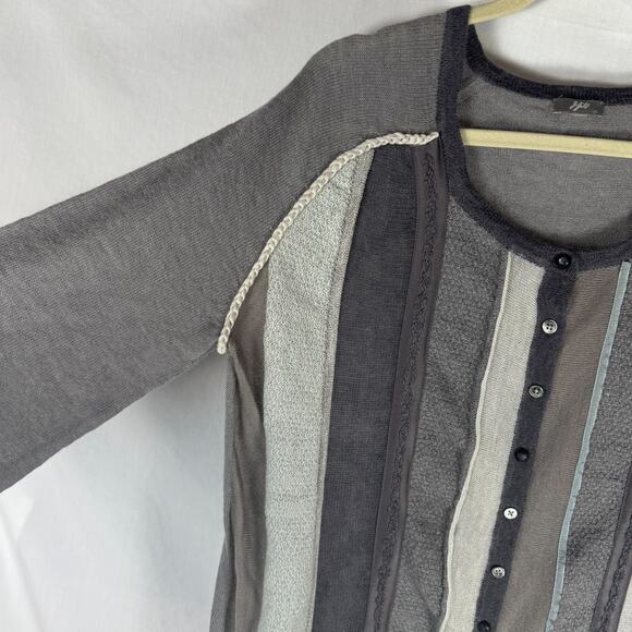 J. Jill Wool Mohair Button Up Cardigan Womens Top Gray Boho Classic Work - Picture 6 of 9